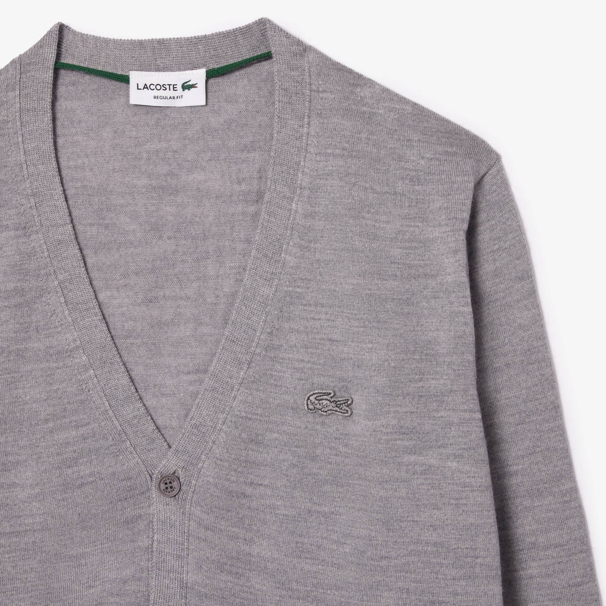 Cardigan en laine mérinos Pullovers - Gris - Lacoste - Homme