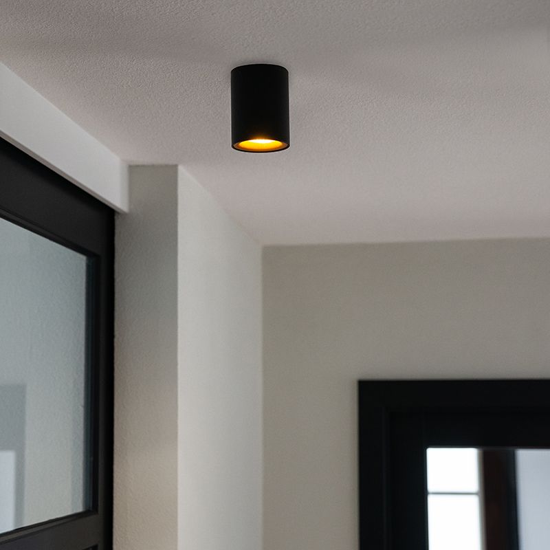 Moderne opbouwspot zwart met goud - Ronda