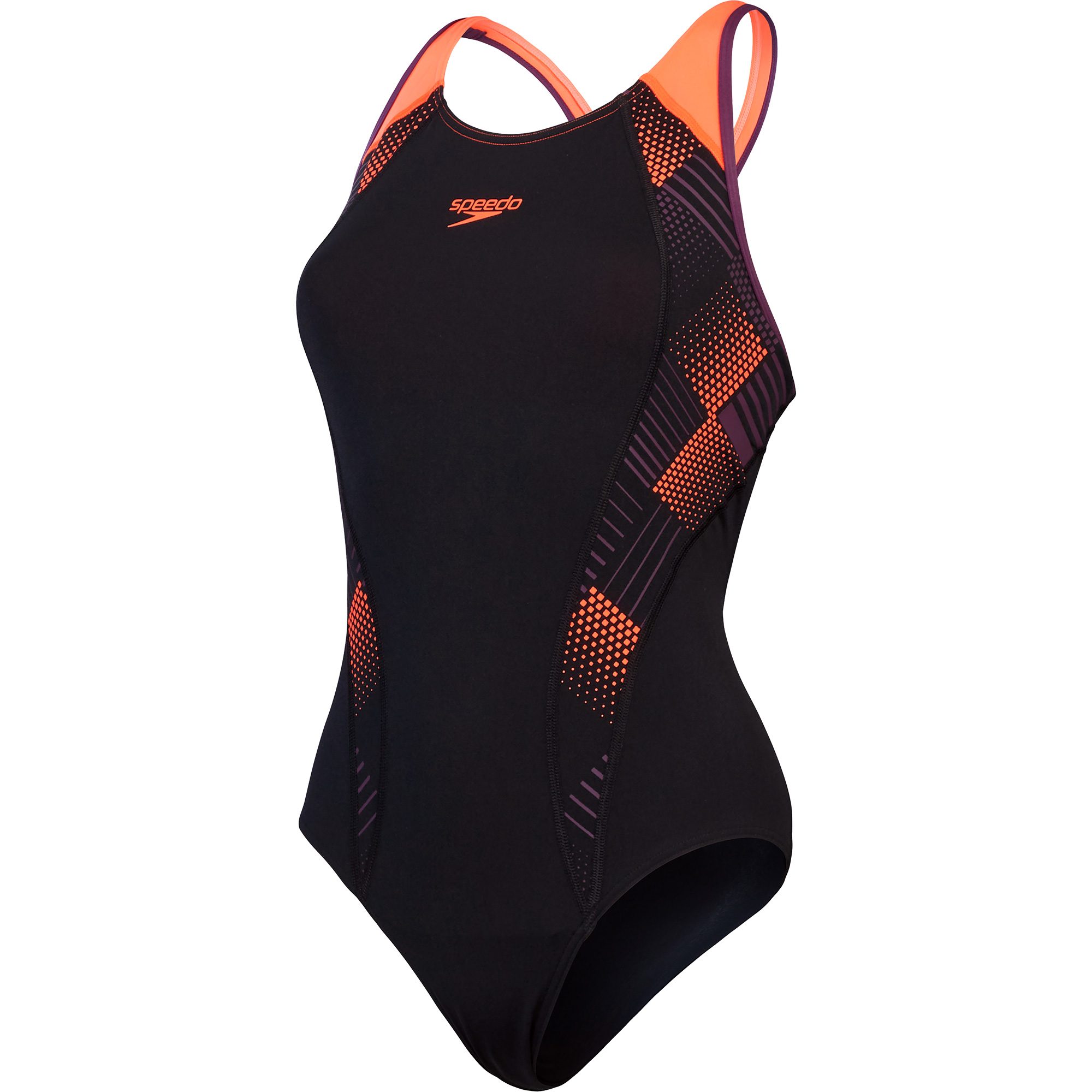 Speedo Placement Laneback Badeanzug Damen schwarz