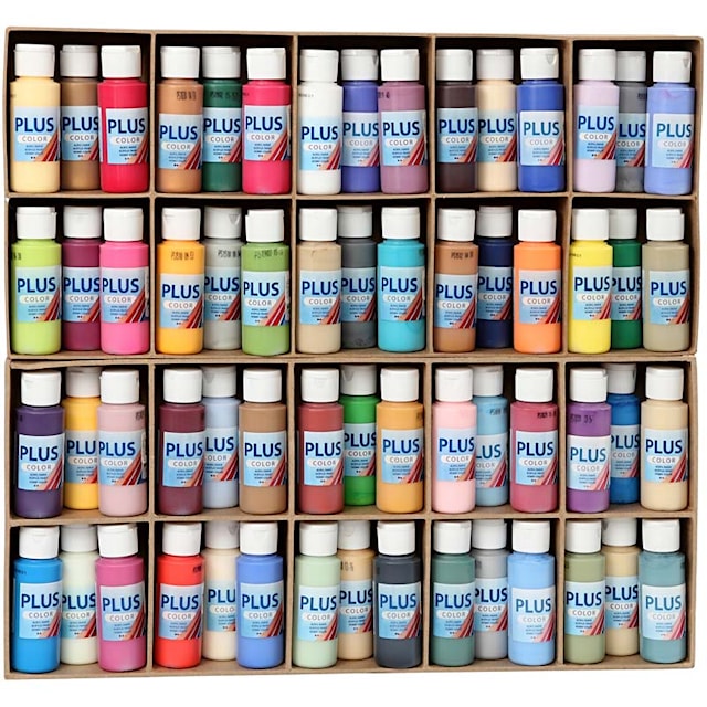 Plus Color Hobbymaling, ass. farger, 60x60 ml/ 1 pk.