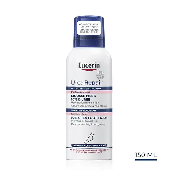 Espuma para os pés Eucerin UreaRepair Plus com 10% de ureia para pele seca, 150ml