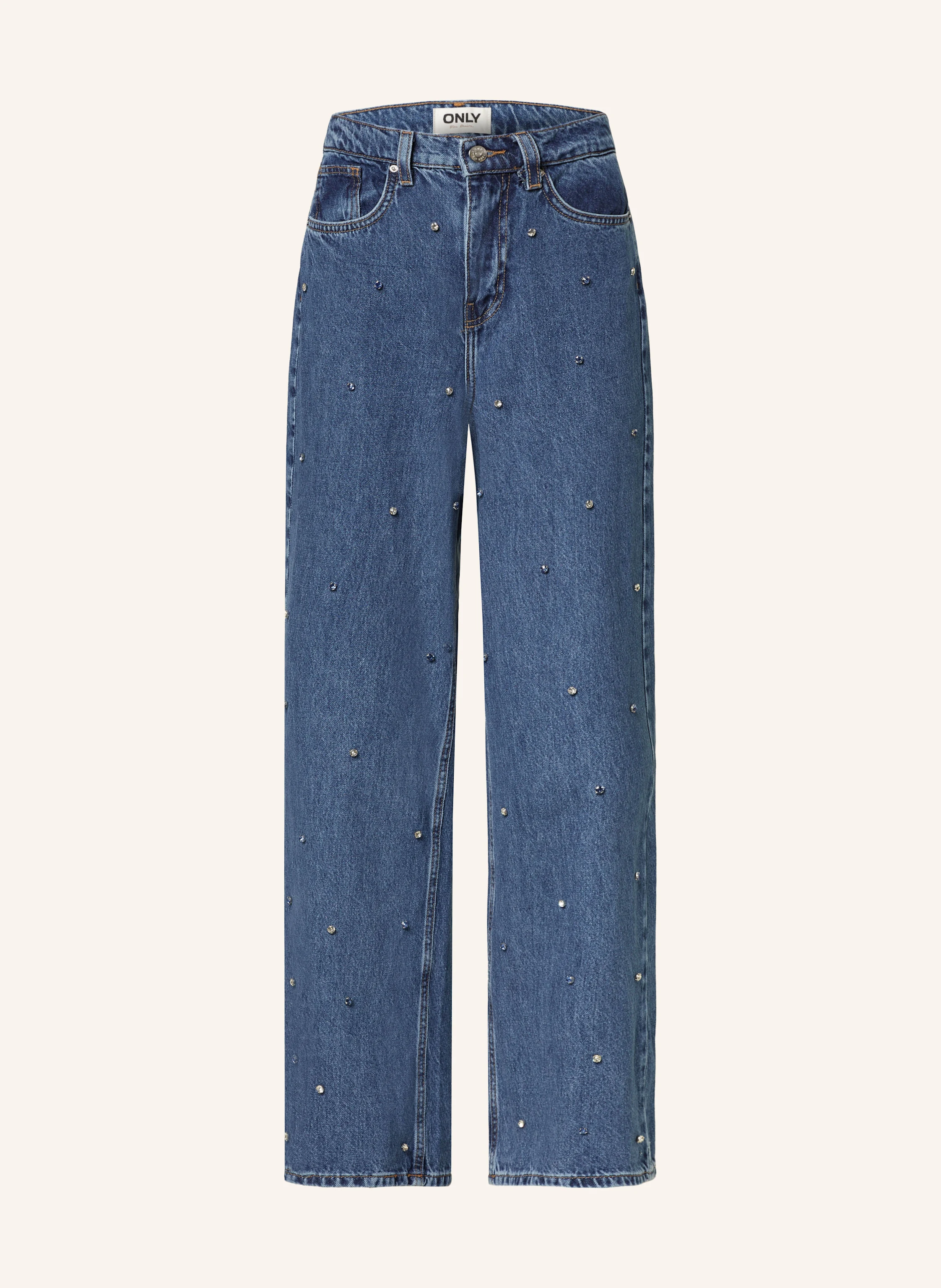 ONLY Straight Jeans mit Schmucksteinen