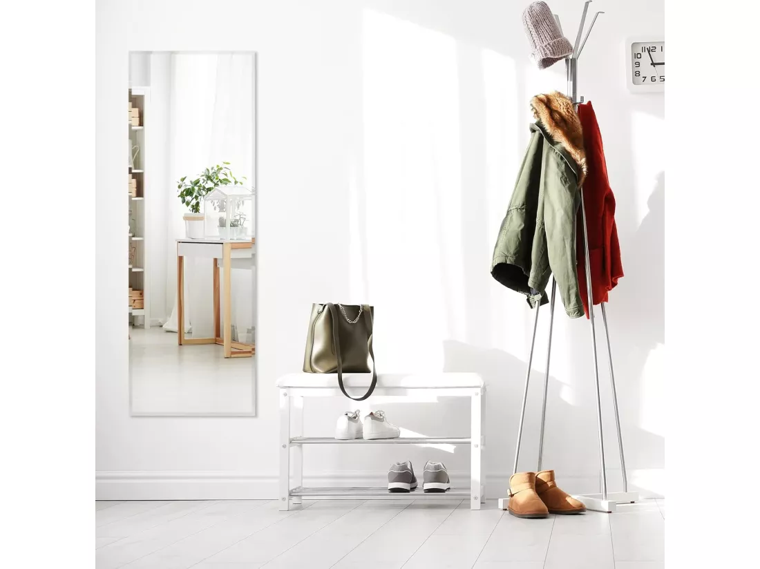 Grand Miroir Mural 110 x 38 cm, Rectangulaire Pleine Longueur avec Bord Biseauté Vertical ou Horizontal