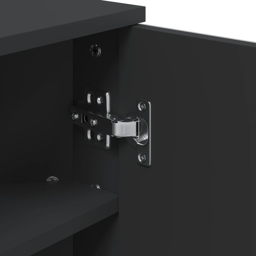 vidaXL Eck Spiegelschrank, Badschrank mit Spiegel, Hängeschrank Badezimmerschrank mit 2 Ablagen, Wandschrank Badmöbel Badspiegel, Schwarz