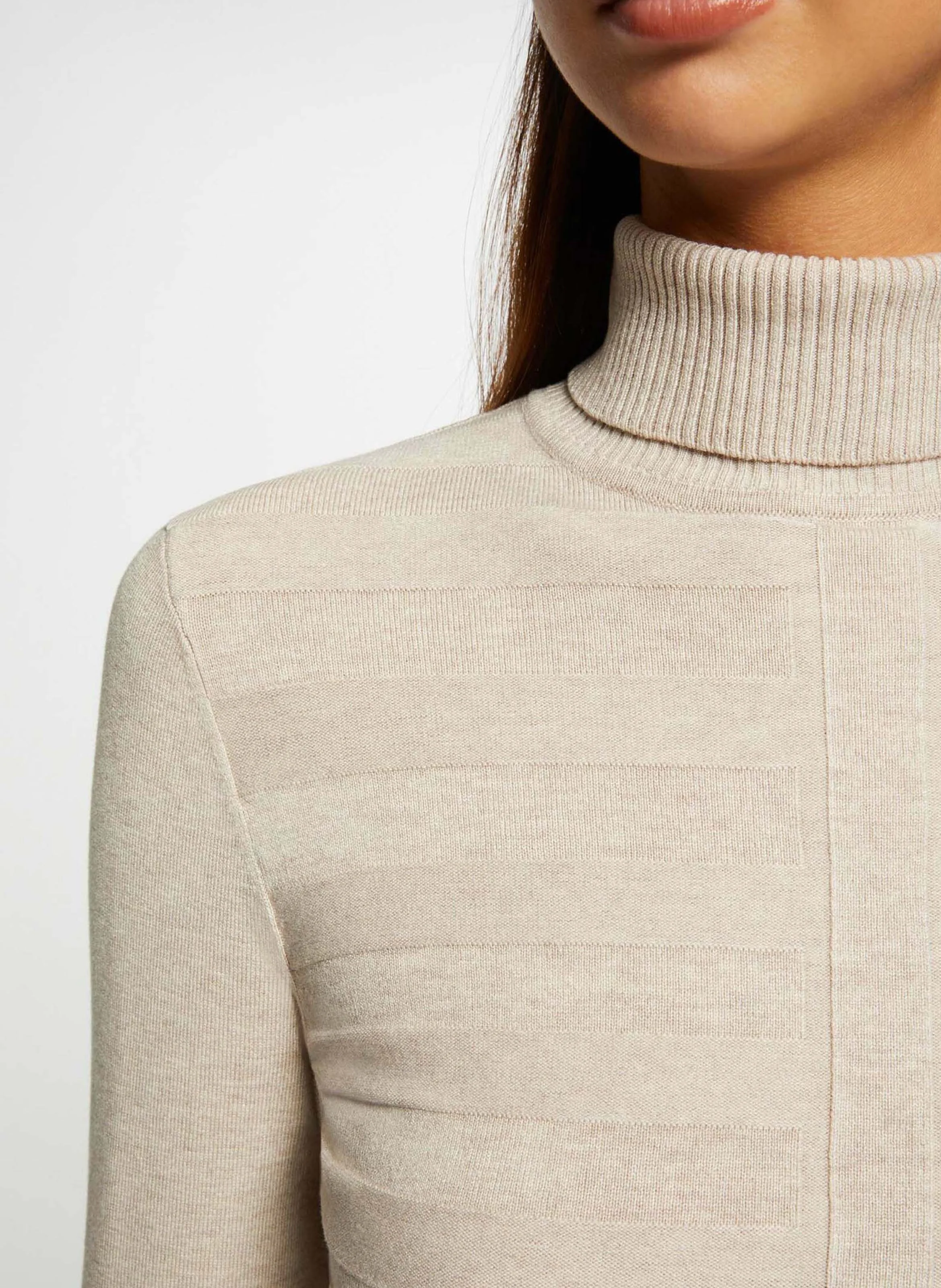 Pull col roulé | Beige