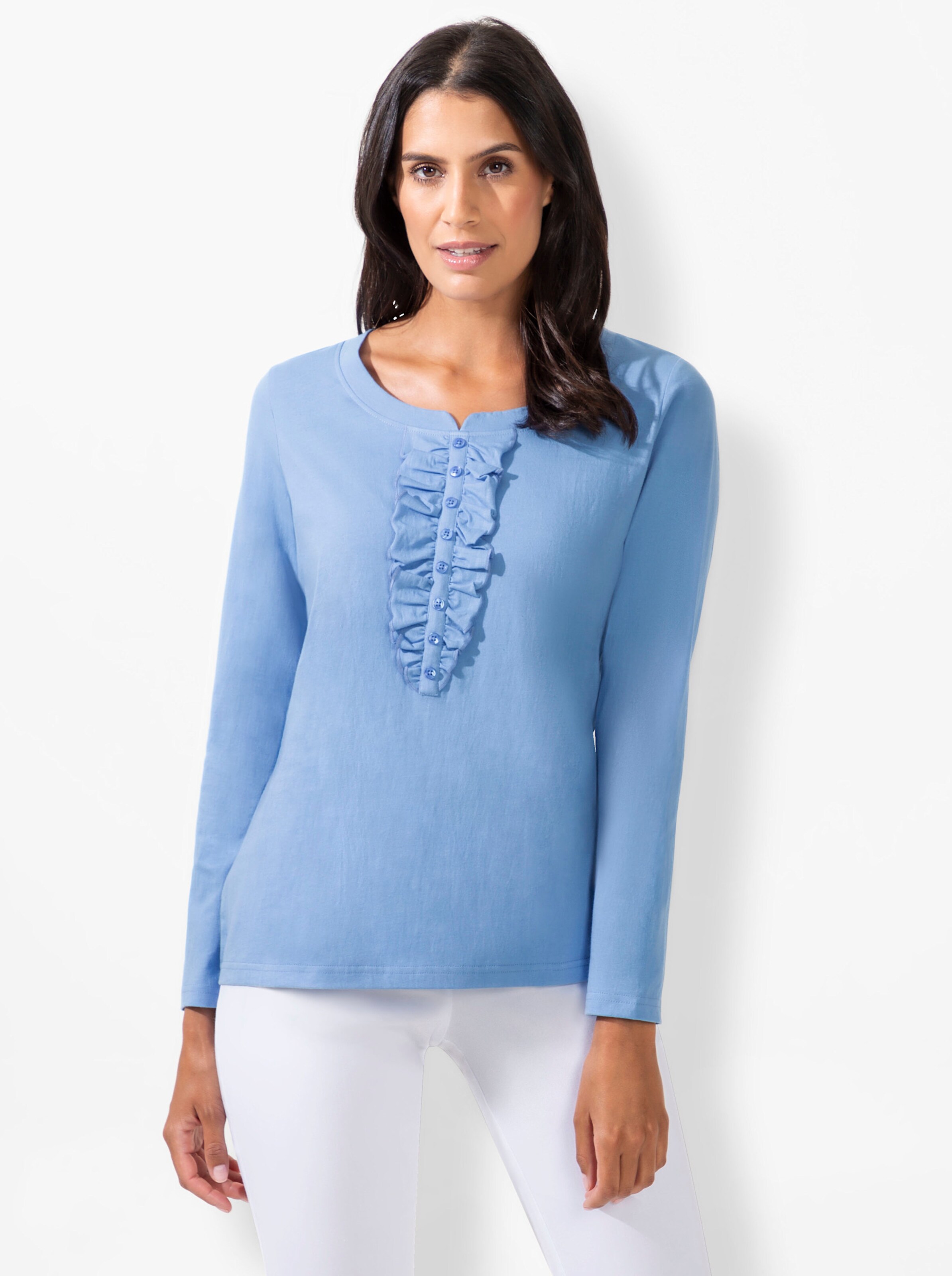 Rundhalsshirt in himmelblau