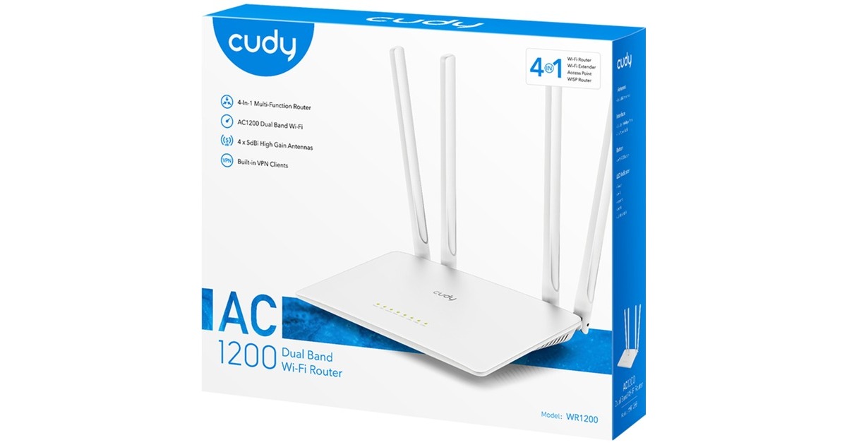 CudyAC1200 Wi-Fi Router  (Wit, Cudy App)