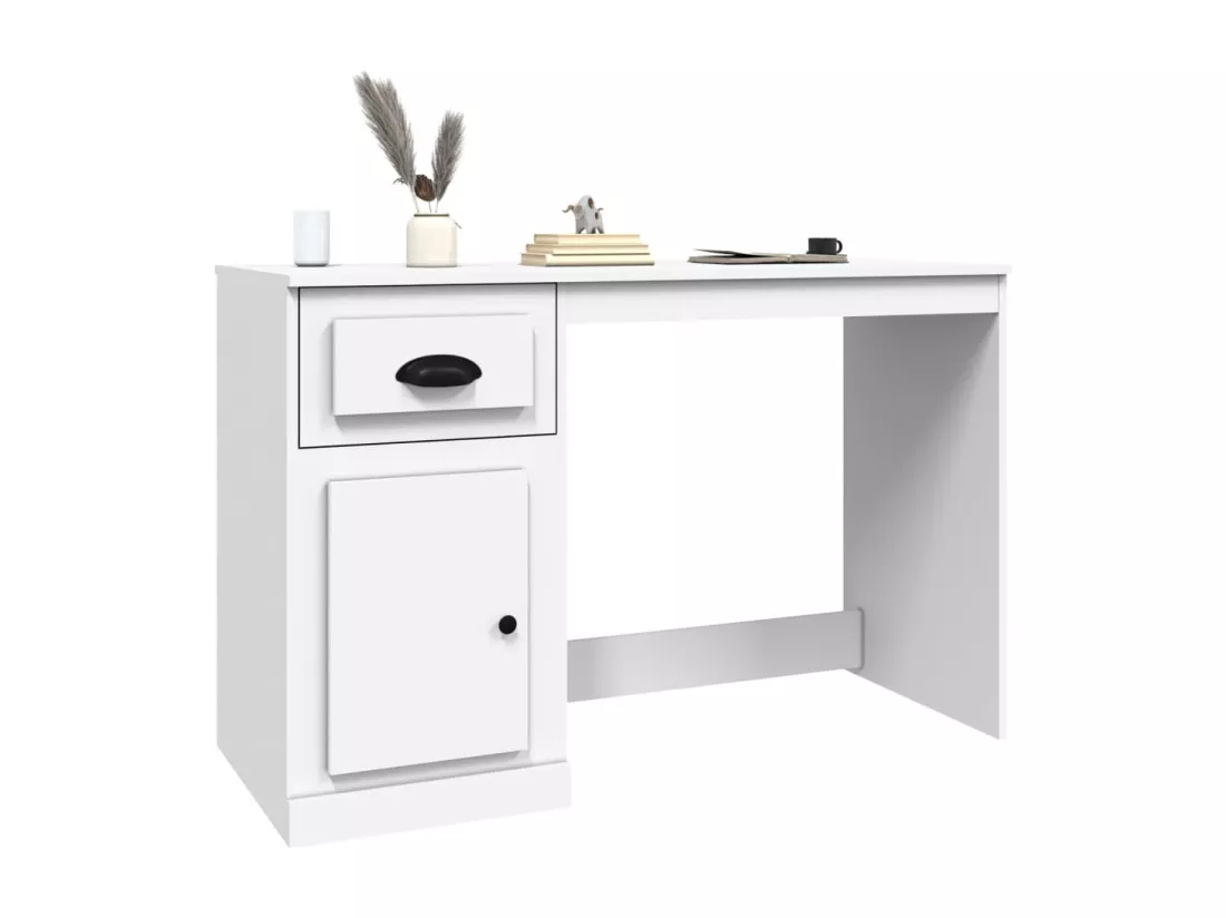 Bureau avec tiroir blanc 115x50x75 cm bois d'ingénierie