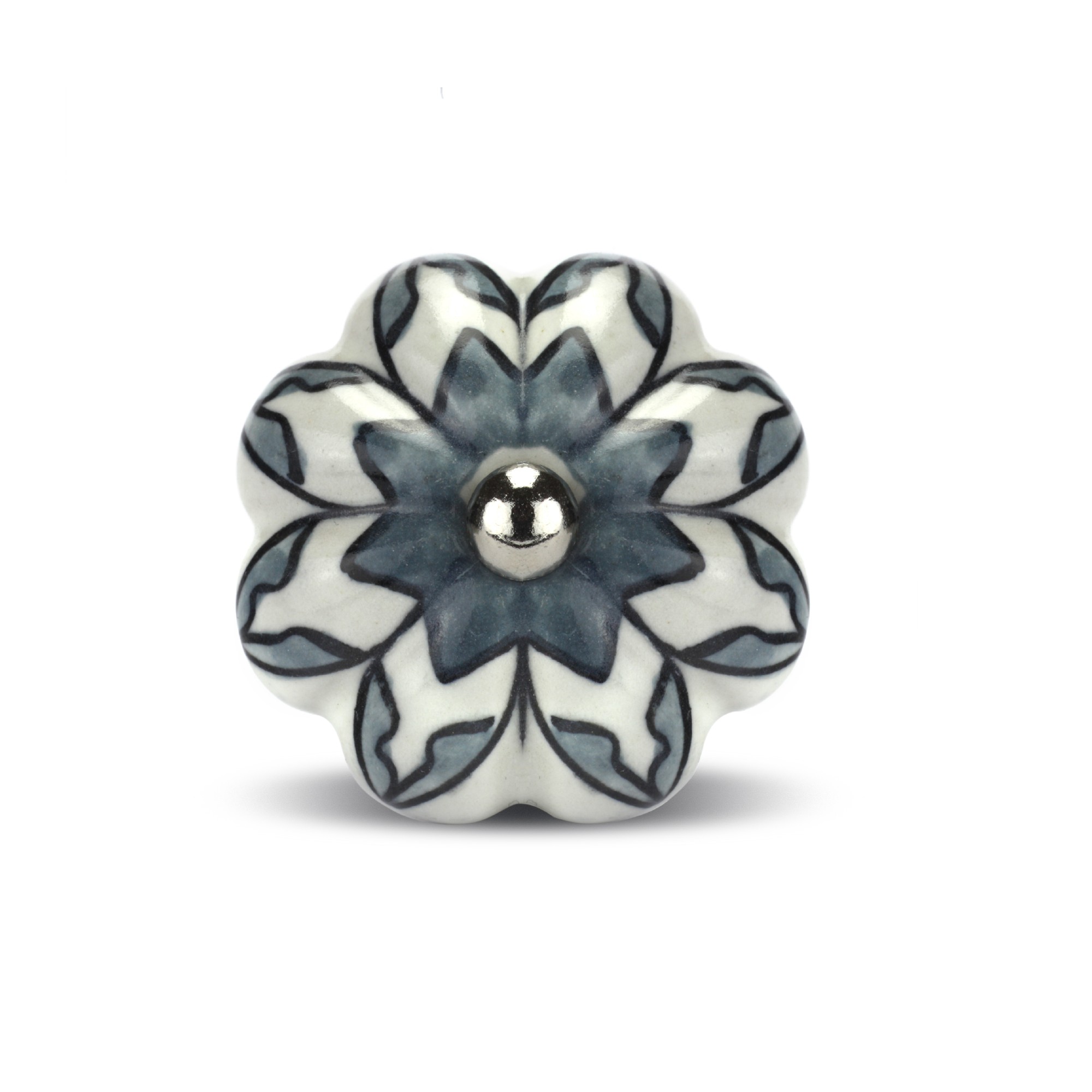 Knauf 'Blume', grau, weiß, Ø 4 cm, H 2,5 cm günstig bestellen