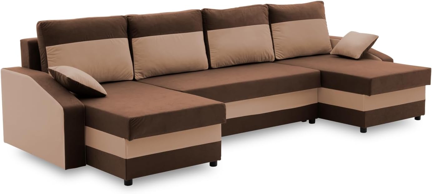 Mebligo ECKSOFA U MIT SCHLAFFUNKTION Sparta Braun