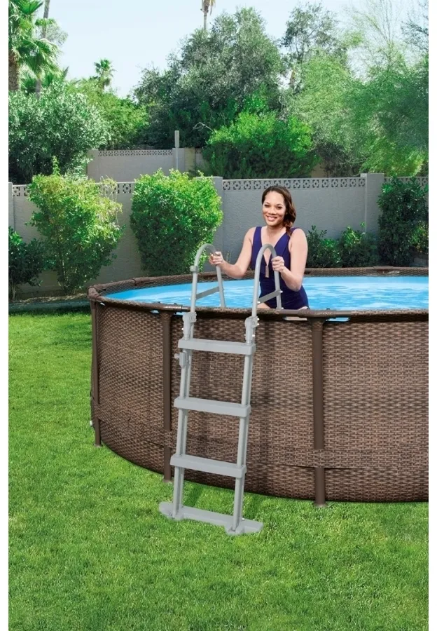 Bestway Steel Pro Max, 9150 L, Indrammet pool, Barn & voksen, Stige, Brun, 33,2 kg