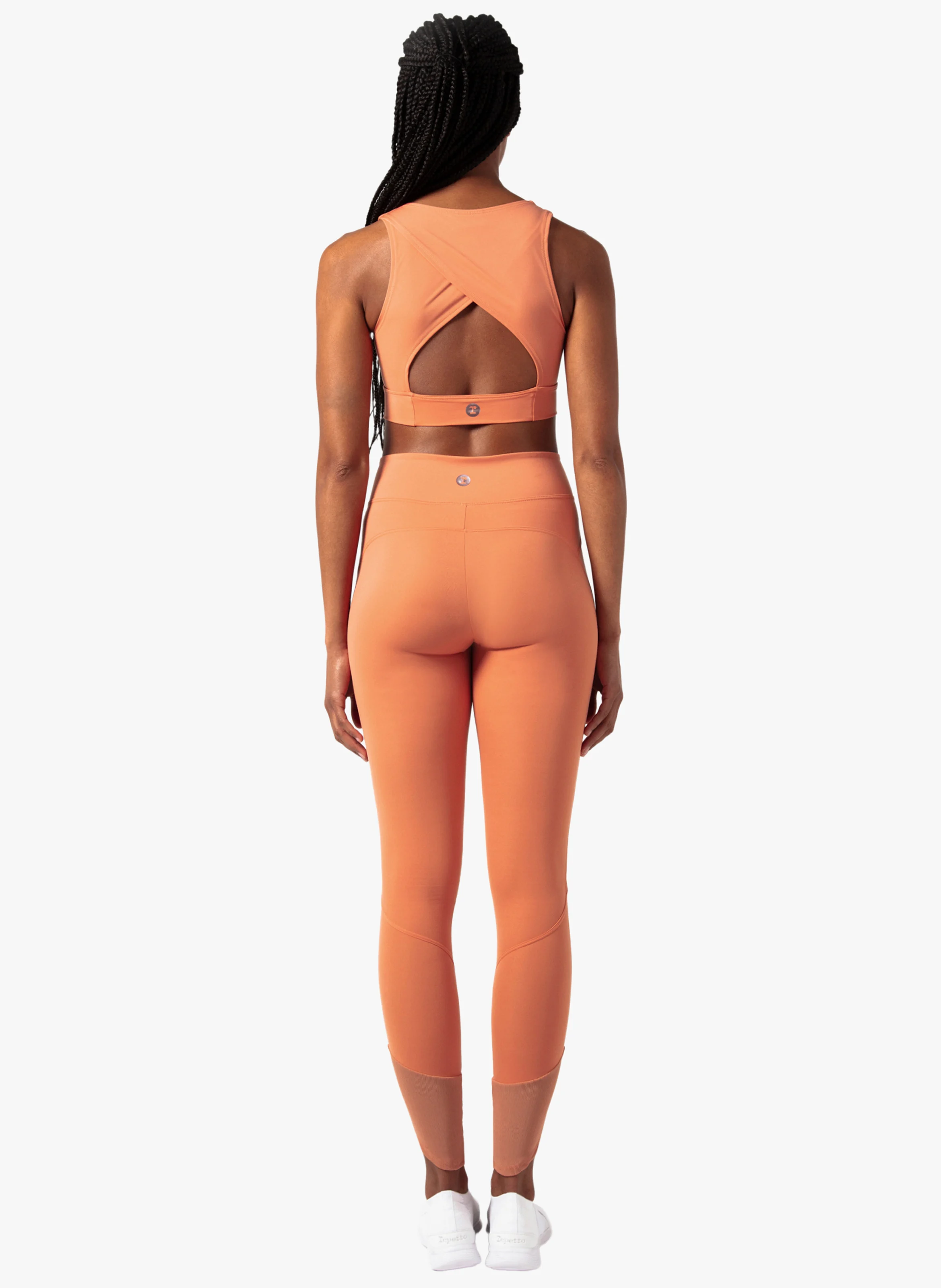 Legging taille haute côtelé au bas | Orange