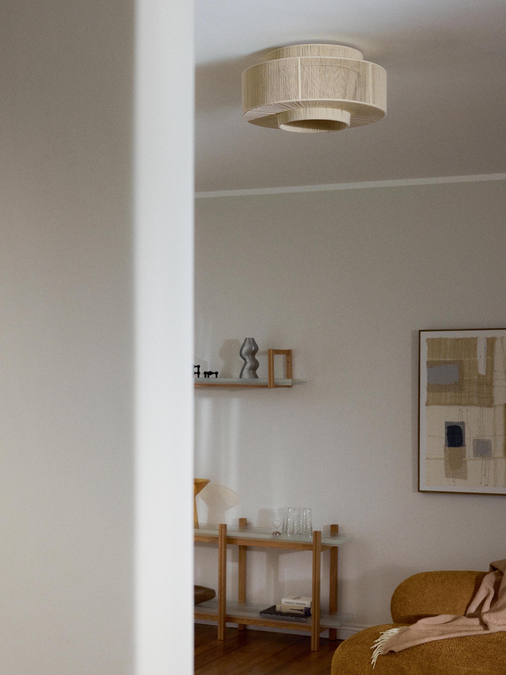 Plafondlamp Lace van linnen draad