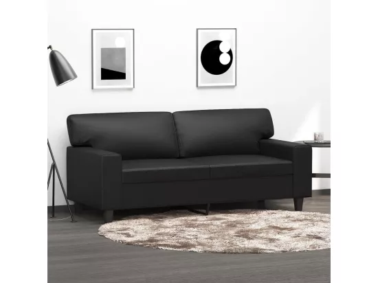 Canapé à 2 places Noir 140 cm Similicuir