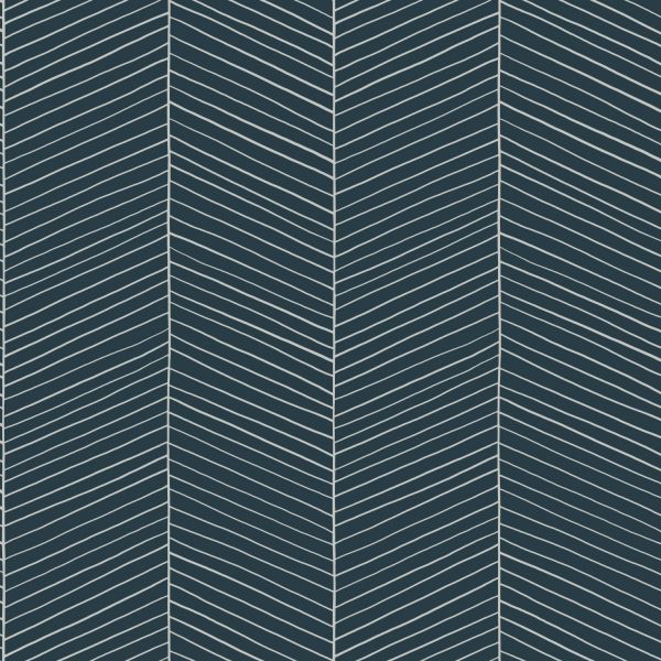 Estahome Visgraat Motief Behang I - 0,53 x 10,05 m - Donkerblauw