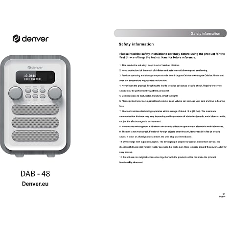 Denver DAB-48 DAB+/FM radio - hvid