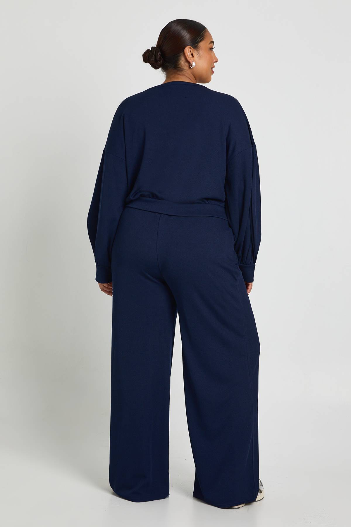 boohoo Plus Cardigan à côtes boutonné et Pantalon à jambes larges