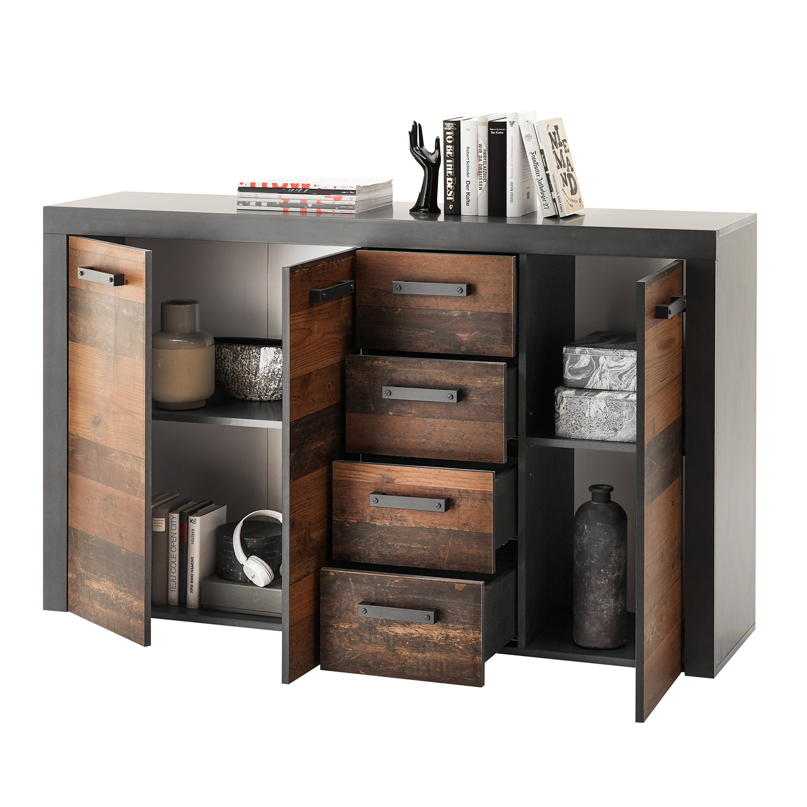 Sideboard - Old Wood Vintage - Matera - 4 Schubkästen - 152 cm