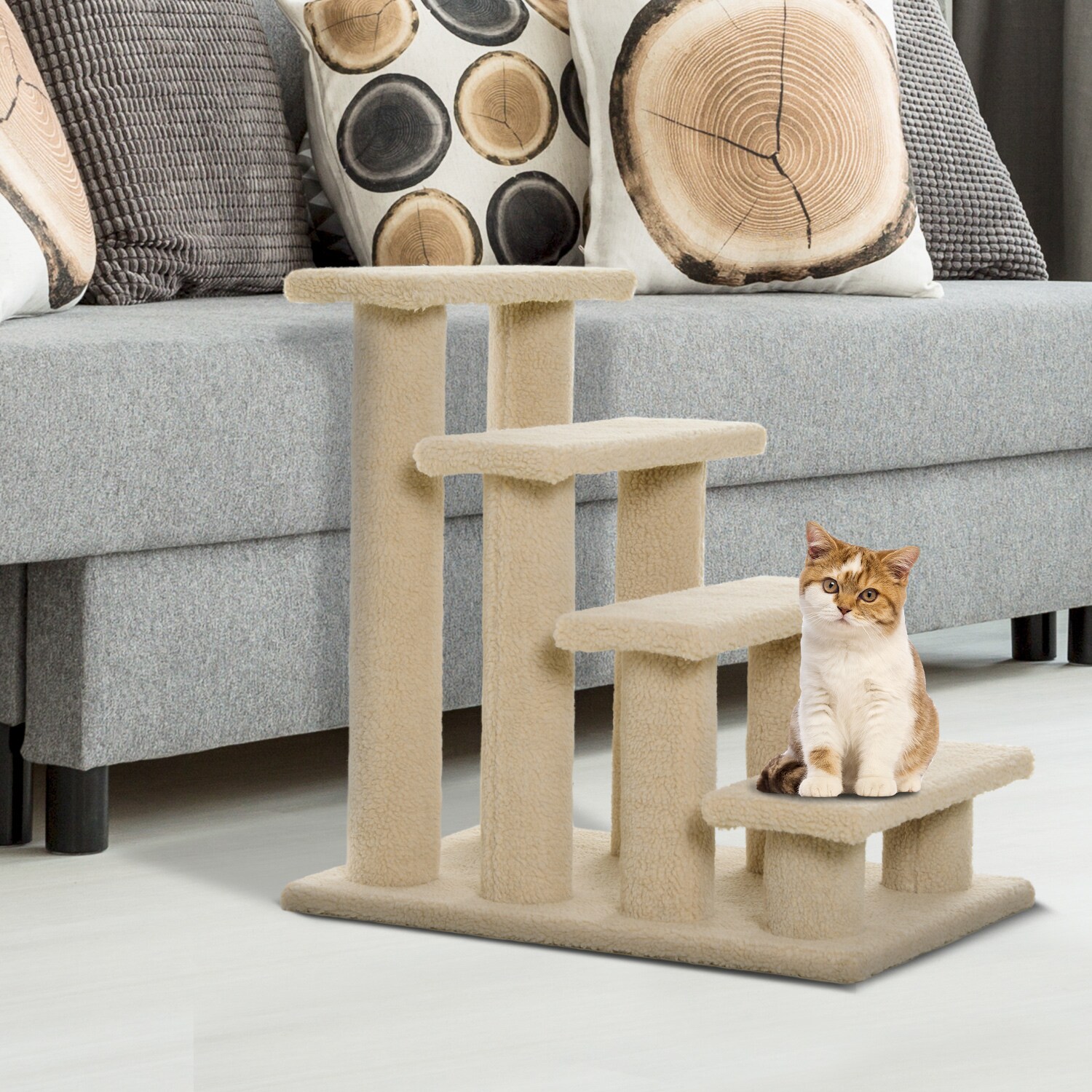 PawHut Katzentreppe mit 4 Stufen 63,5 x 43 x 60 cm