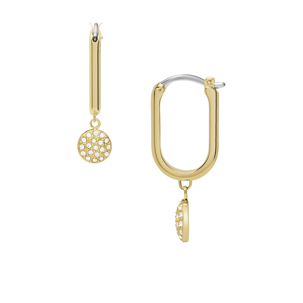 Boucles d'oreilles FOSSIL acier inoxydable doré crital