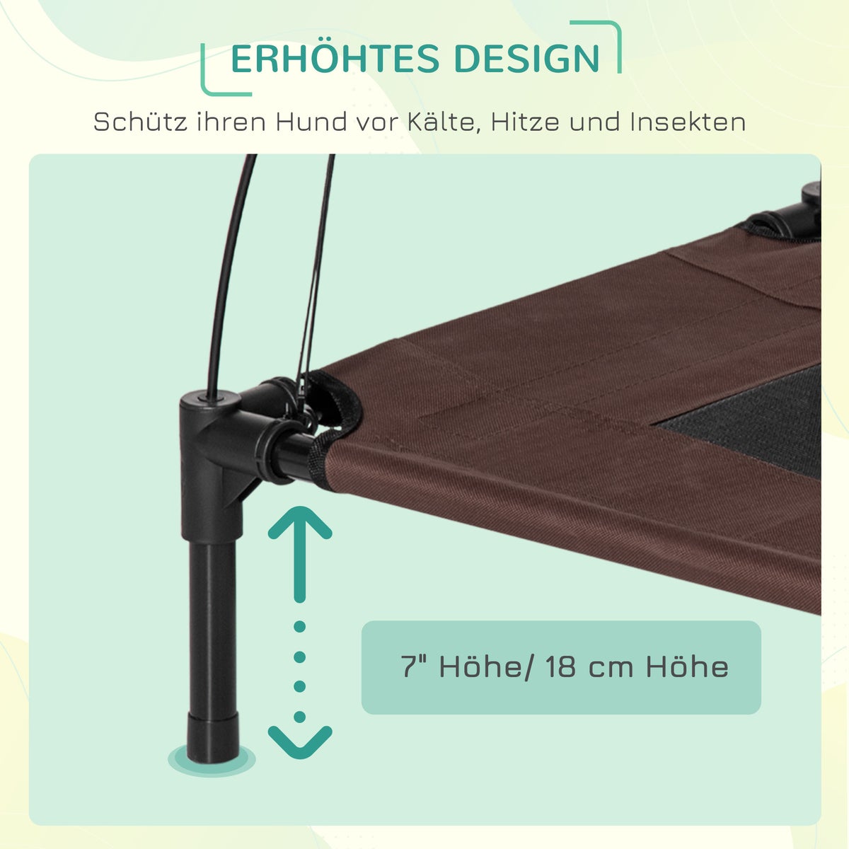 PawHut hondenbed, L61 x B46 x H62 cm, metaal, Oxford, mesh, taft, koffie+zwart