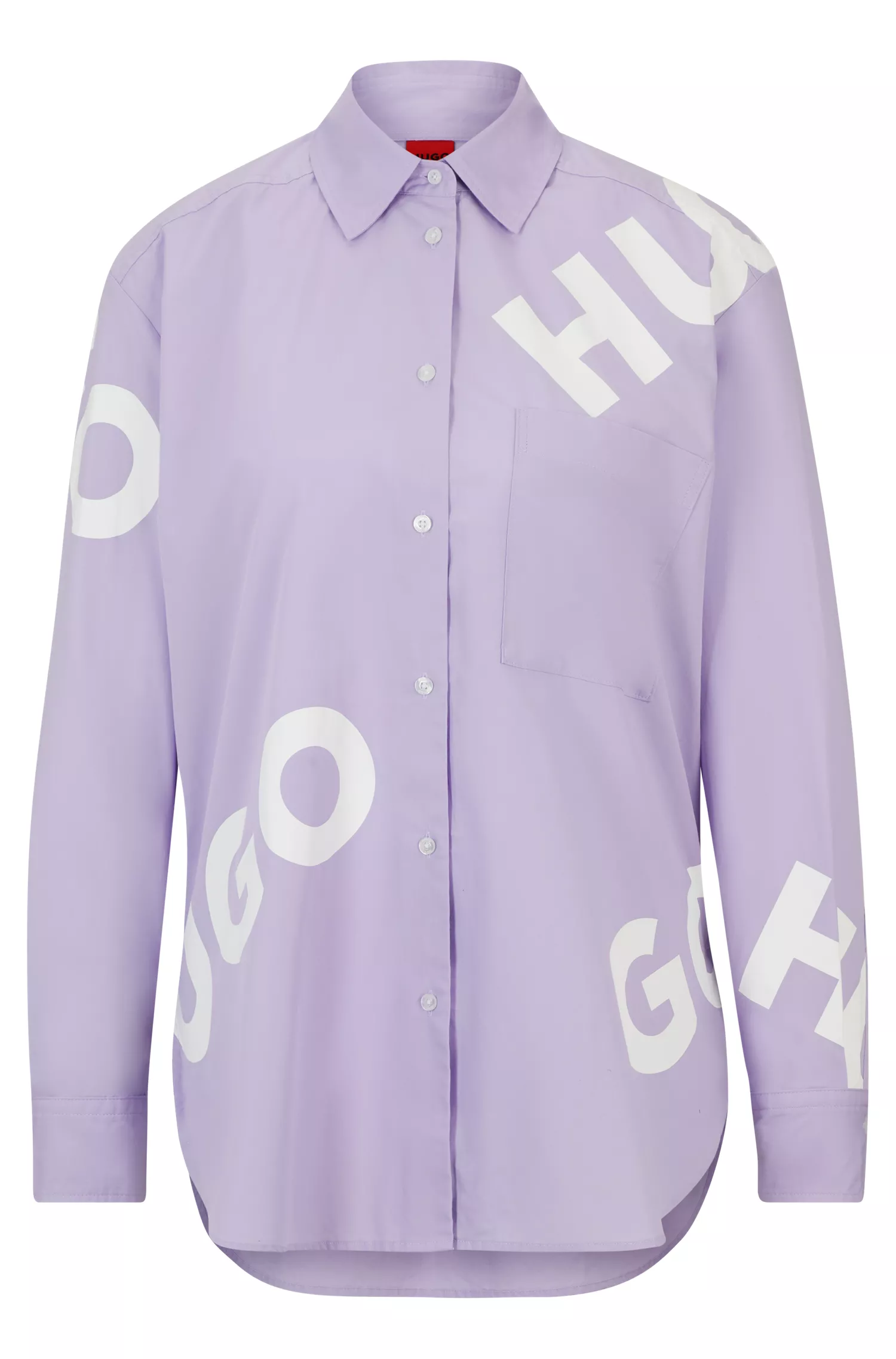Blusa HUGO vermelha de algodão orgânico com modelagem oversized e logos contrastantes.