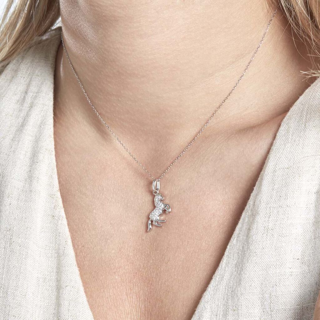 Pendentif Amelot Argent Blanc Oxyde De Zirconium