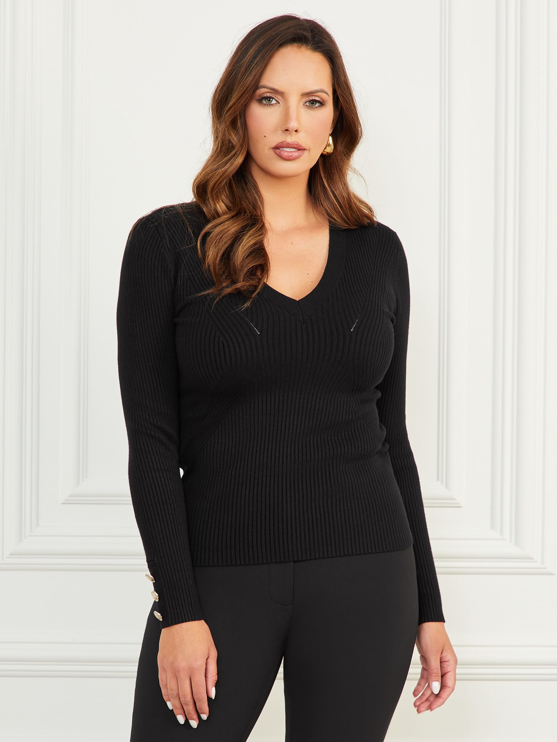 Blusa de malha Eco Isa com decote em V