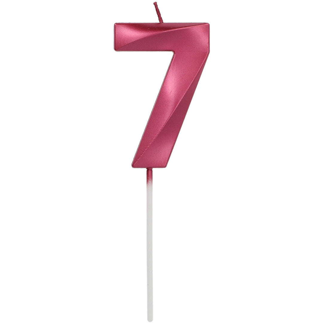 Verjaardagskaars metallic roze - 7 jaar