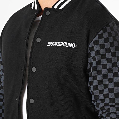 Veste Teddy Checkered Varsity SP232 Noir Gris Anthracite