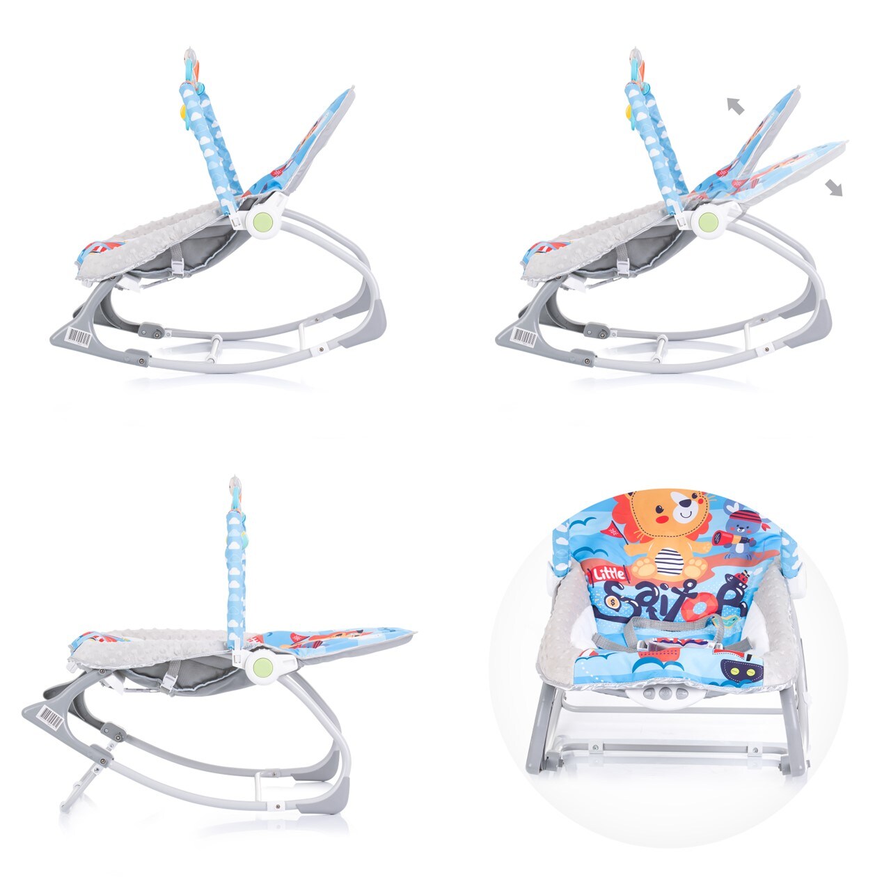 Chipolino Babywippe Baby Spa 2 in 1 elektrisch Stuhl Schaukelfunktion Spielbogen blau