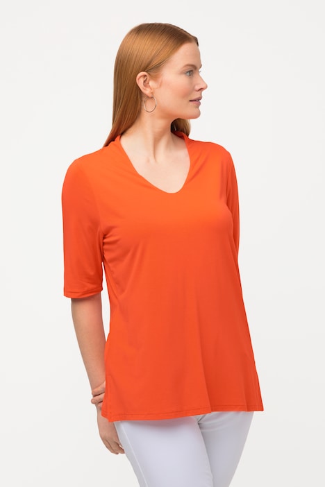 T-Shirt, Kelchkragen, V-Ausschnitt, Halbarm