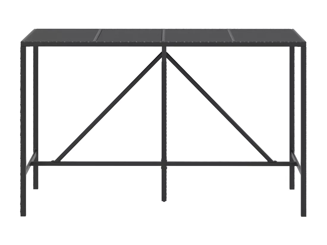 Prolenta Premium - Table de bar et dessus en verre noir 180x70x110 cm poly rotin