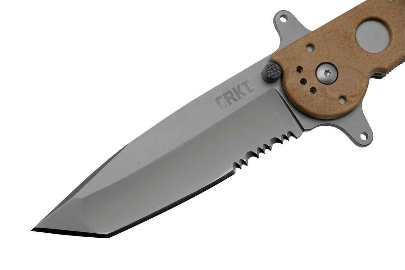 CRKT M16-14ZSF Desert FRN, Triple Point Serrations, zakmes, Kit Carson Design