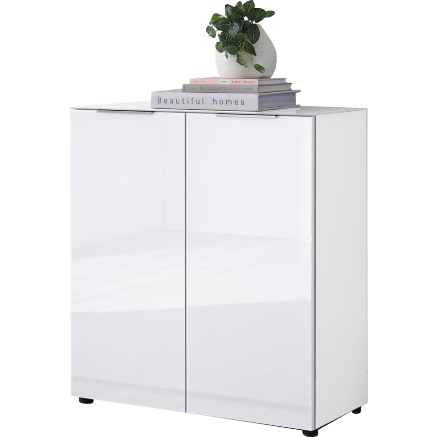 Sideboard Santo, Spanplatte Glas weiss, 226 x 99 x 40 cm