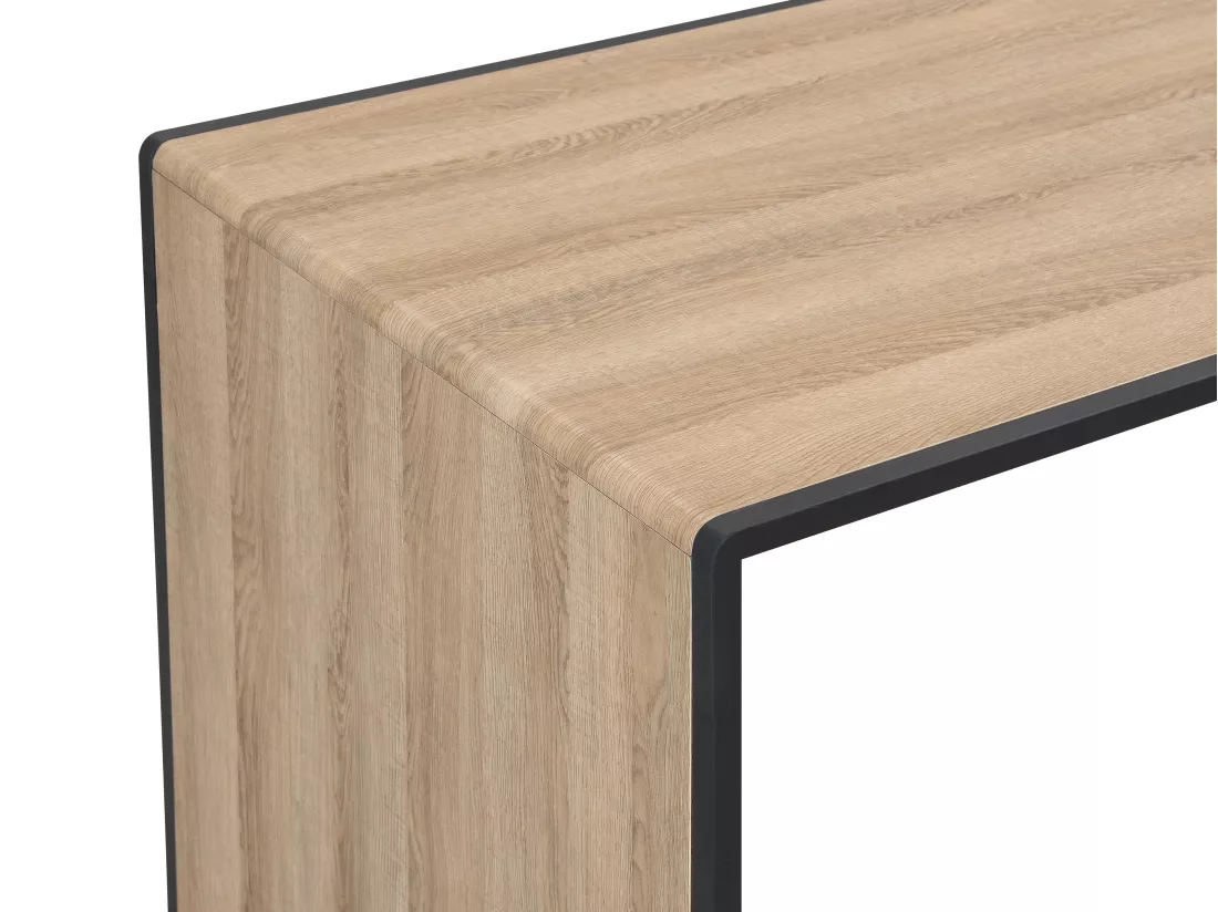 Bureau avec 1 tiroir et 1 placard - MDF et métal - Coloris : Naturel et noir - TUMACO