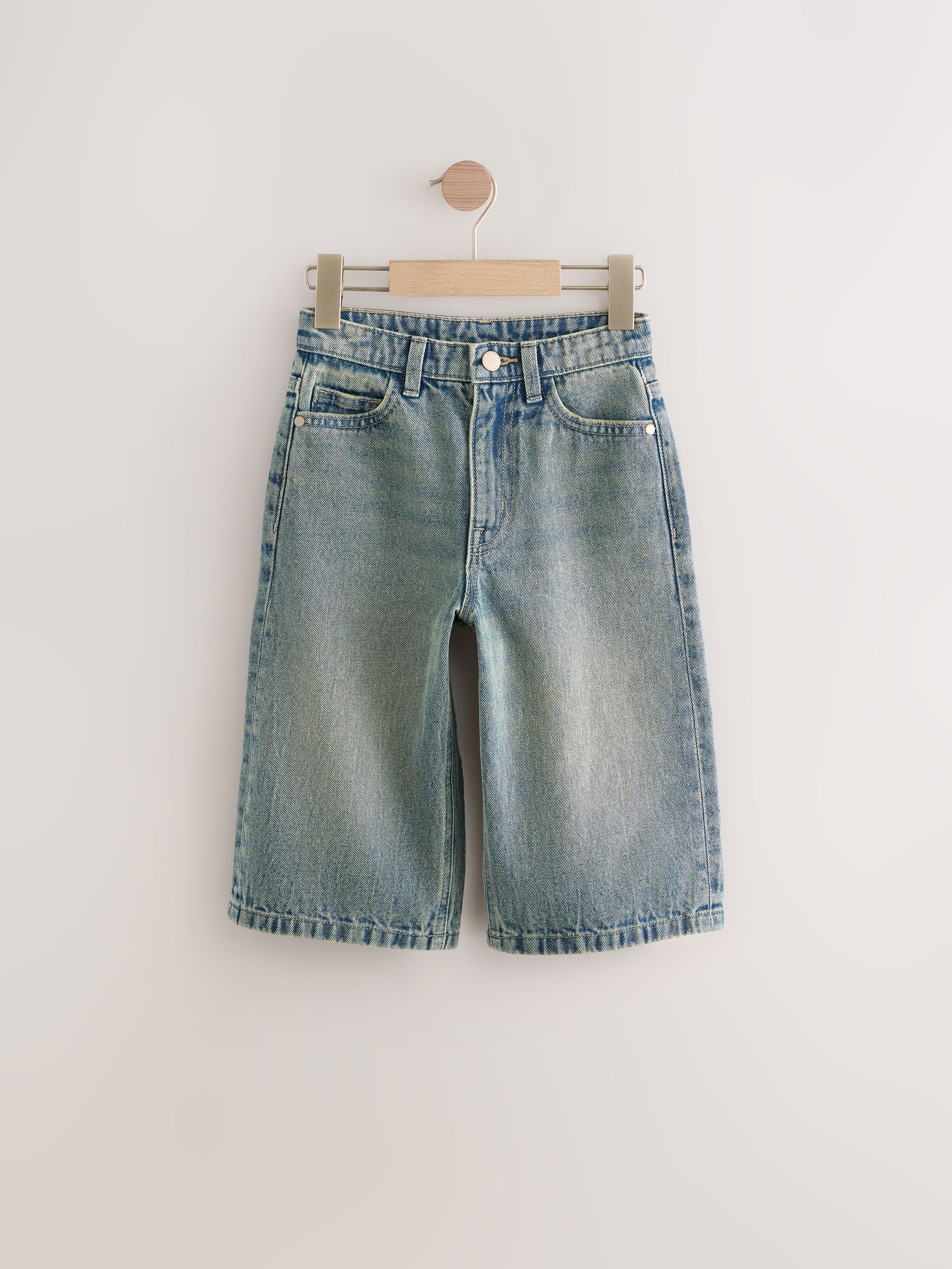 Blauwe tint - Extra lange Jort 100% katoenen denim shorts (3-16jaar)