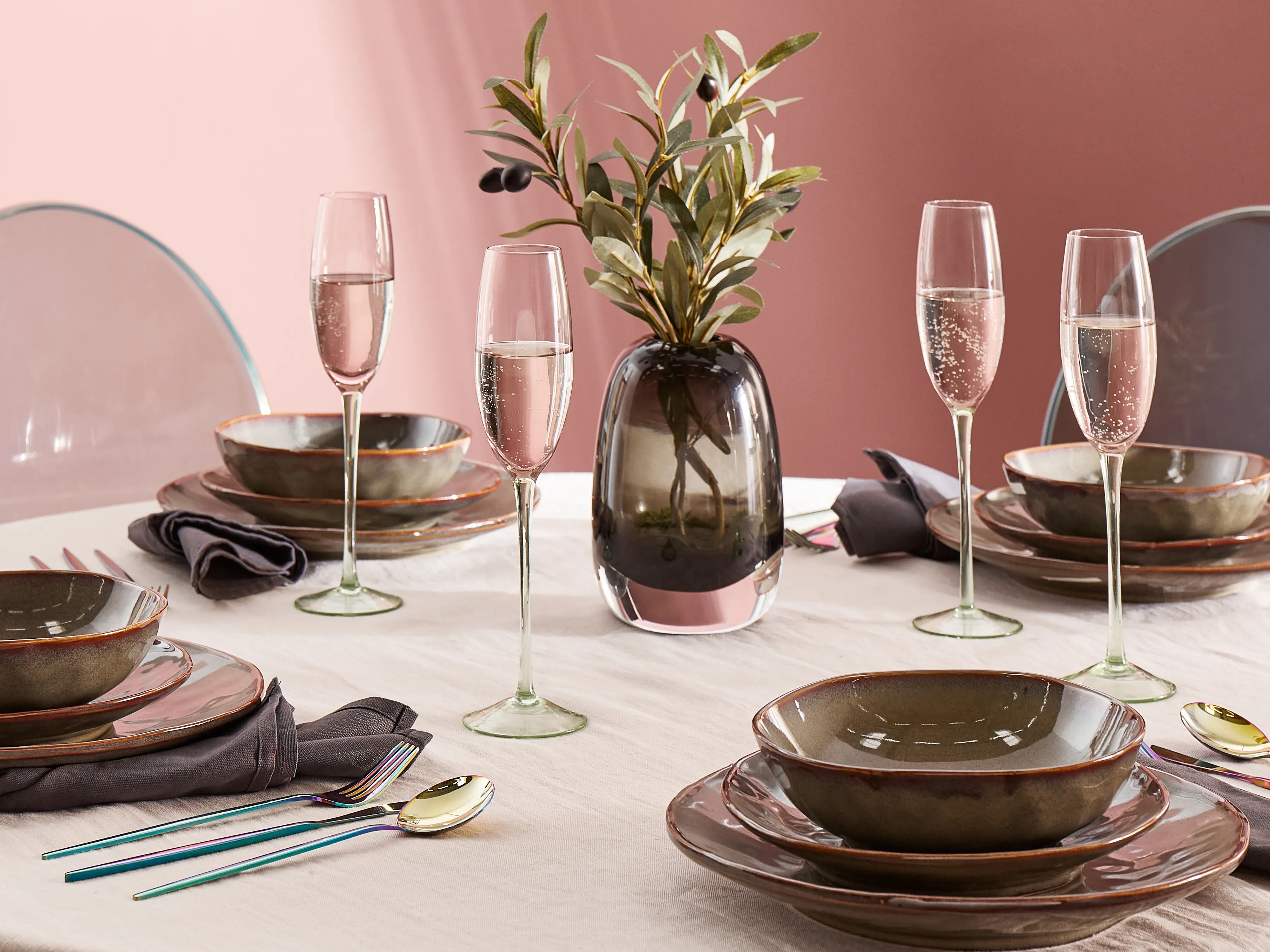 Set van 4 champagneglazen DIOPSIDE 200 ml Roze