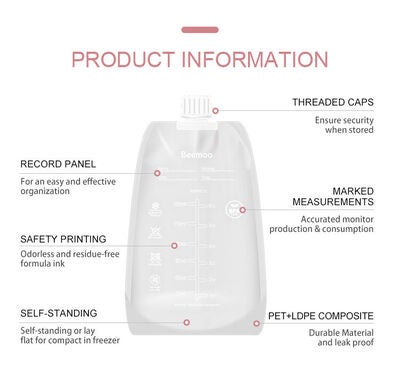Beemoo CARE Brystmelkposer 180 ml 30-Pakk