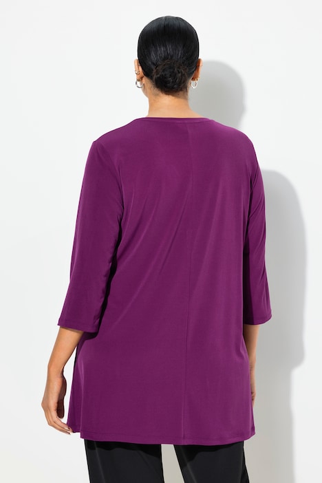 Longshirt,  A-Linie, V-Ausschnitt