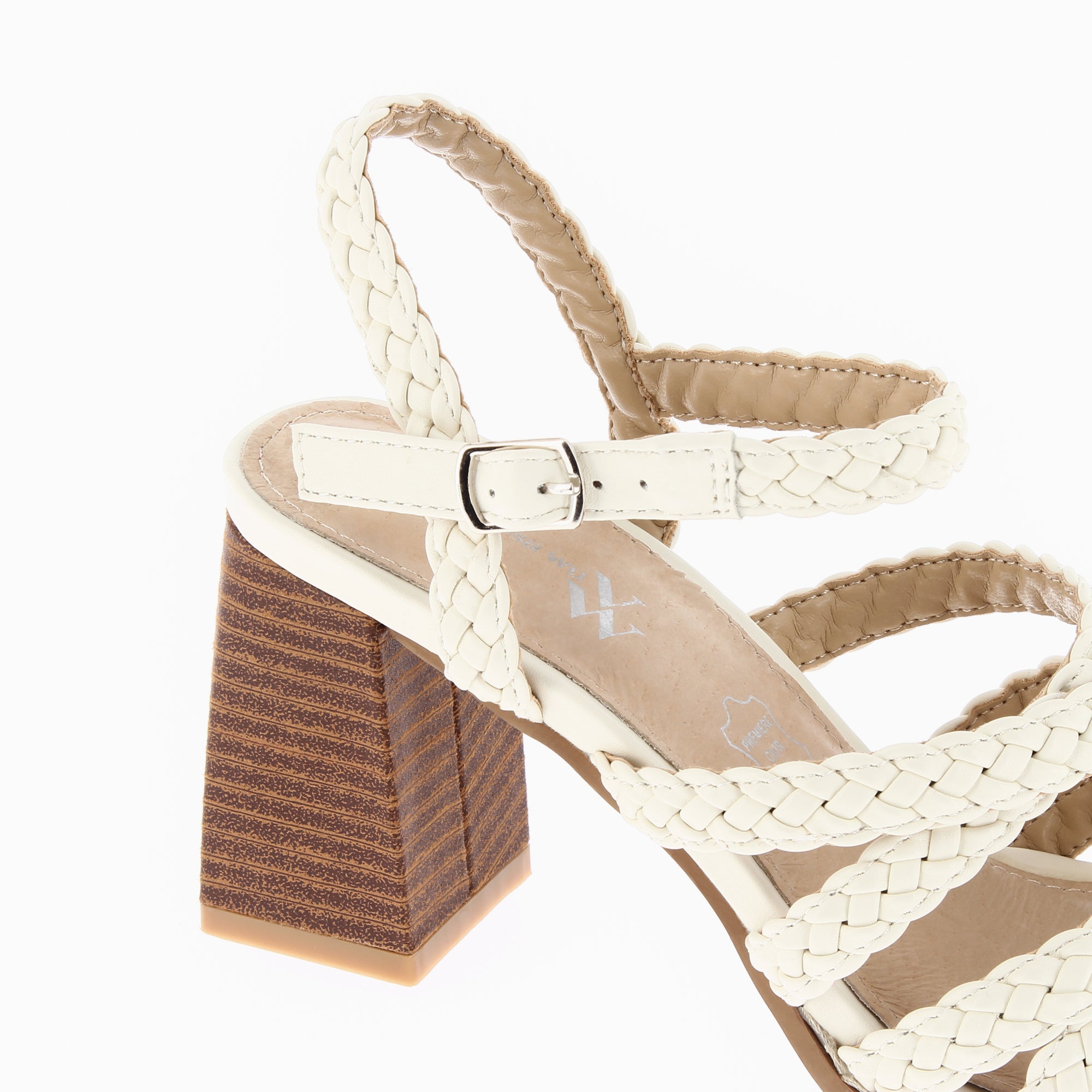 Sandales à talon, Compensées-Sandales Miranda blanc cassé à multibrides tressées et talon haut