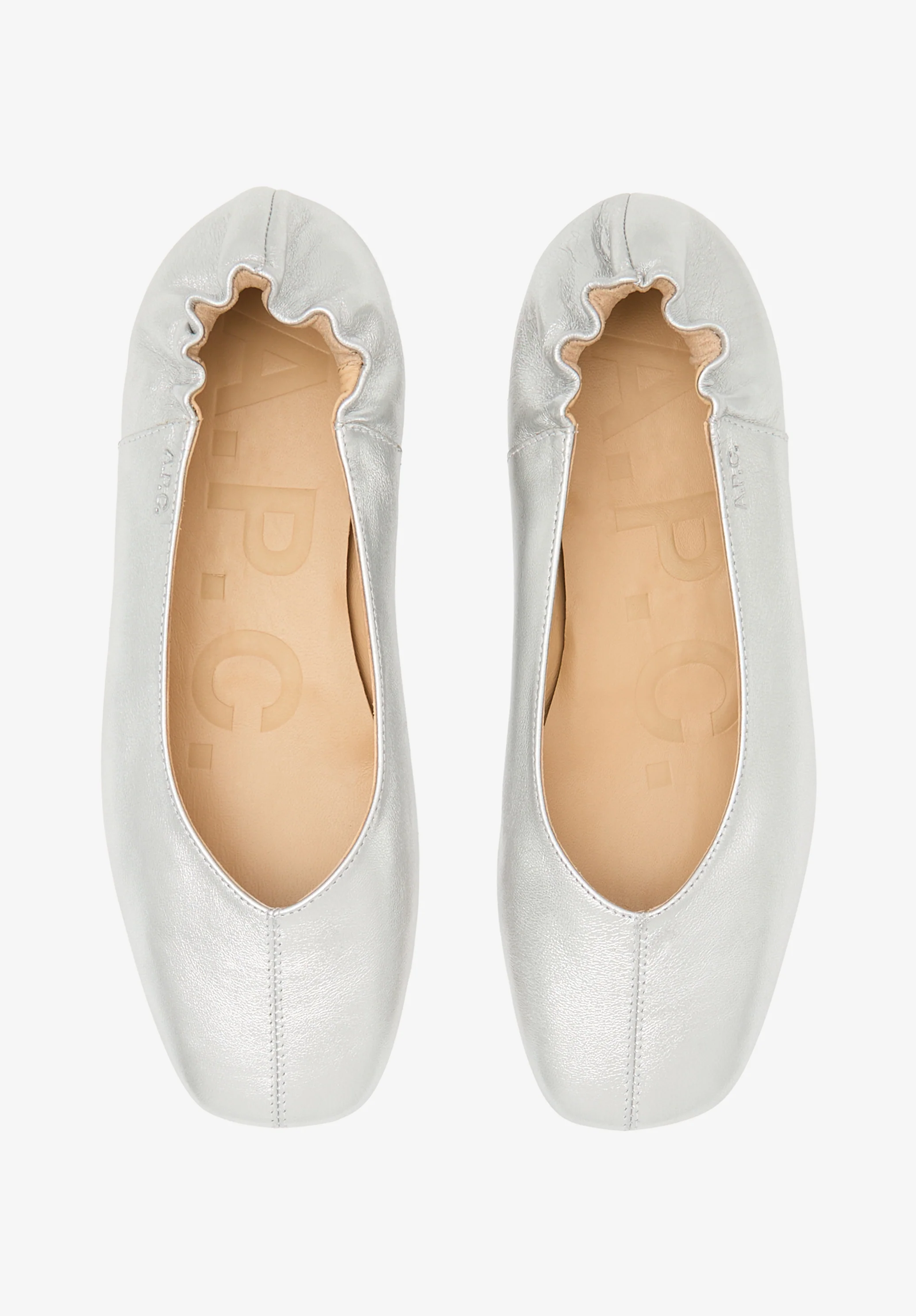 Ballerines cuir bouts carrés - Argent