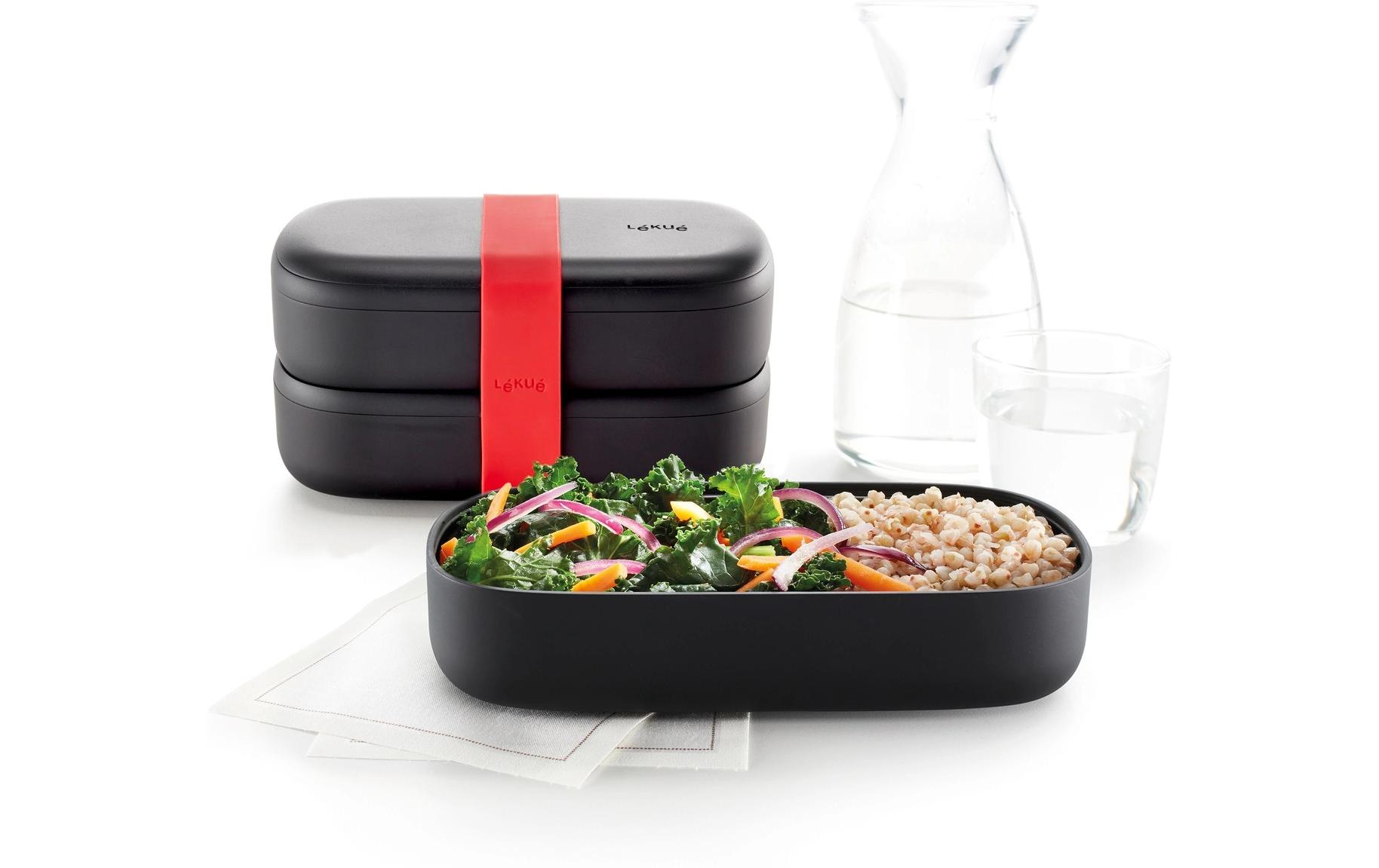 Lunchbox To Go 1 Liter, SchwarzLunchBox mit Besteck