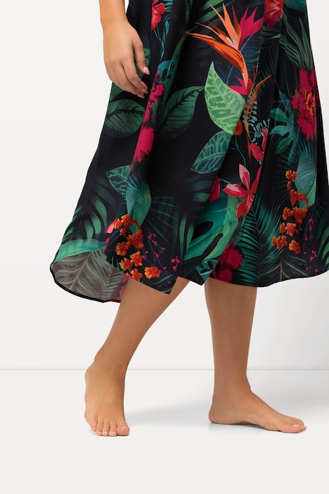 Kleid, Dschungel, A-Linie, Rundhals, ärmellos