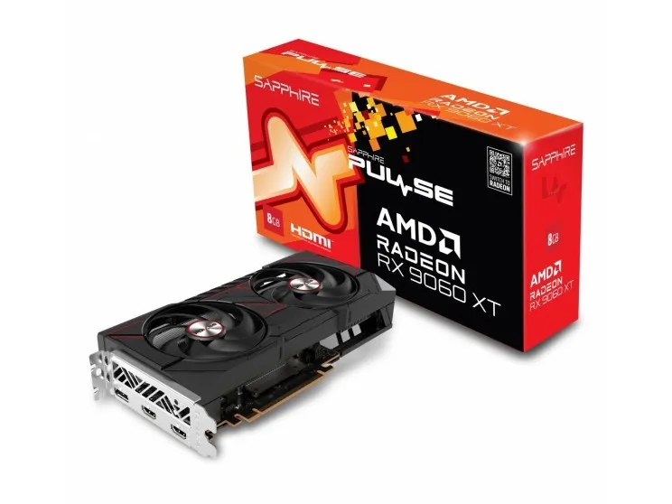 Sapphire Pulse Radeon RX 9060 XT 8GB - Grafikkort - Radeon RX 9060 XT - 8 GB GDDR6 - PCIe 5.0 x16 - DisplayPort, 2 x HDMI - boks