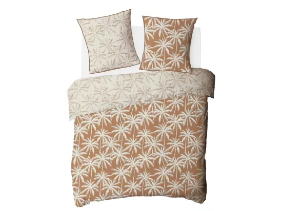 Parure de lit 2 personnes en coton 57 fils imprimé camel 240x220cm