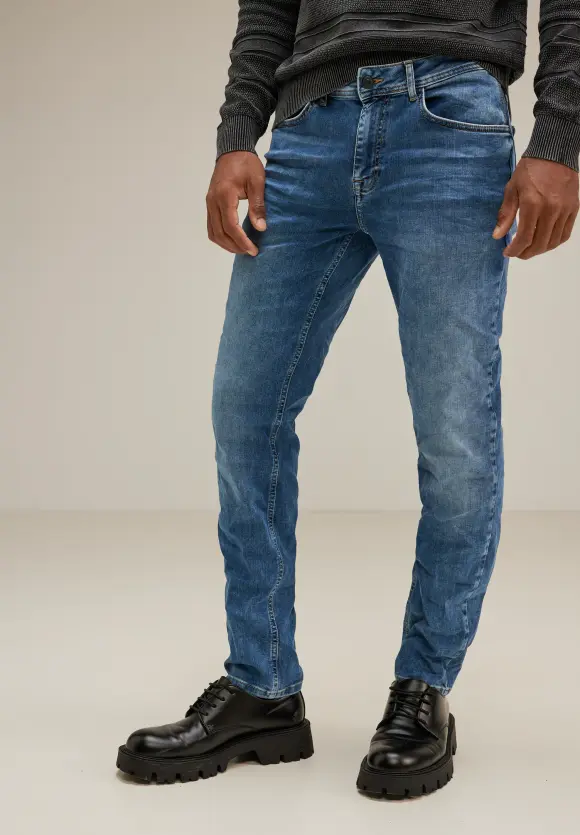 Regular Fit Jeans - mid blue havy random wash