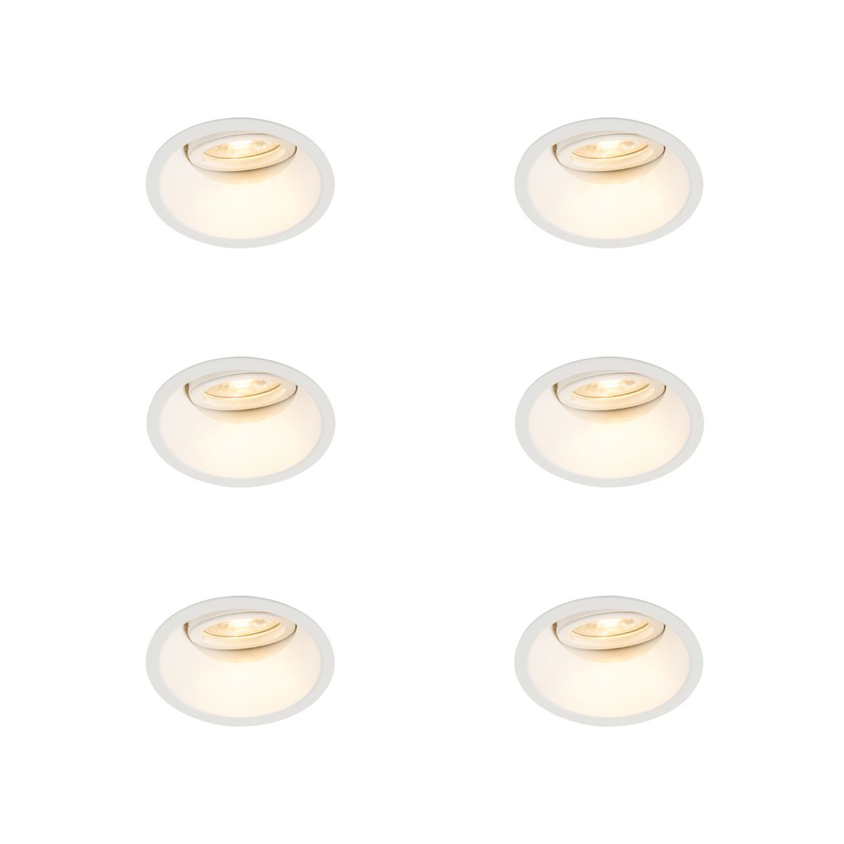 Set van 6 Inbouwspot wit draai- en kantelbaar - Alloy