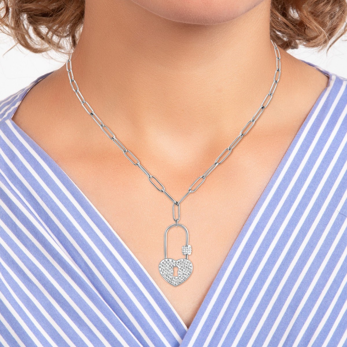 Collier cadenas coeur SC Crystal orné de Cristaux scintillants