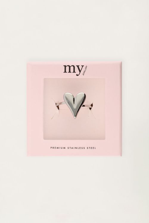 Minimalistische ring met statement hartje